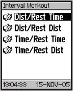 GARMIN Edge 305 interval workout