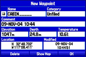 GARMIN GPSMAP276C waypoint