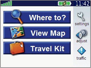 GARMIN Nuvi 300/310/350/360/660 main menu