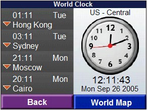 GARMIN Nuvi 300/310/350/360/660 world clock