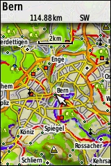 GARMIN GPSmap 62st topographic map of Europe example Bern City