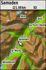 GARMIN GPSmap 62st topographic map of Europe example Samaden, Engadin