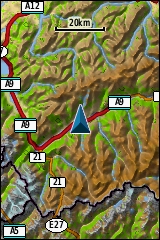 GARMIN GPSmap 62st topographic map of Europe example Wallis