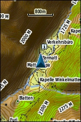 GARMIN GPSmap 62st topographic map of Europe example Zermatt