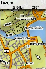 GARMIN GPSmap 62st topographic map of Europe example Luzern