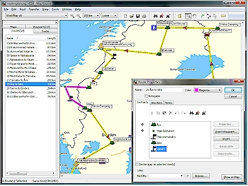 Extract of the world map with manually composed route