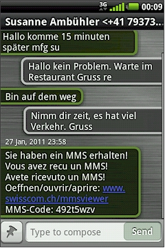 GARMIN nuvifone A50 - Text Message Conversation