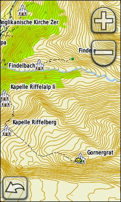 GARMIN Oregon 450t topographical map of Europe, example Gornergrat, Switzerland