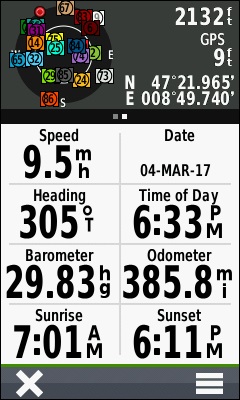 GARMIN Oregon 700 series - Trip Computer with small data fields (portrait mode)
