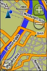 GARMIN Dakota 20 Kartenansicht City Navigator Europa, Beispiel Stadt Zuerich