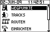 GARMIN Foretrex 401 Hauptmenu