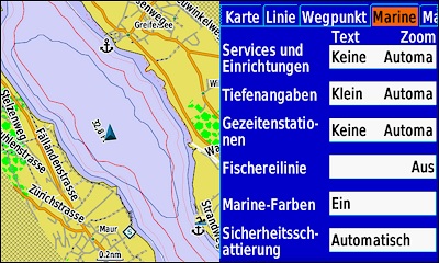 GARMIN GPSMAP 276Cx - Marine-Einstellungen Karte