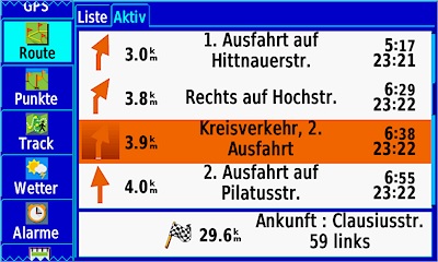 GARMIN GPSMAP 276Cx - Route - Navigationsanweisungen