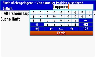 GARMIN GPSMAP 276Cx - Texteingabe